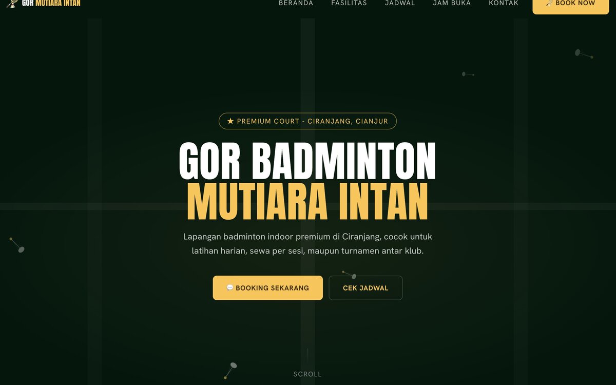 GOR Mutiara Intan — live booking dashboard